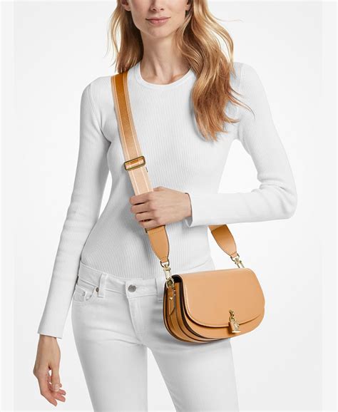 michael kors mila leather messenger.